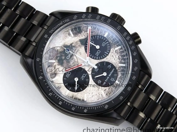 0128 Speedmaster Black Benom PVD Moon RMF Best Edition on PVD Bracelet Lemania HW WrinkleFree 7727
